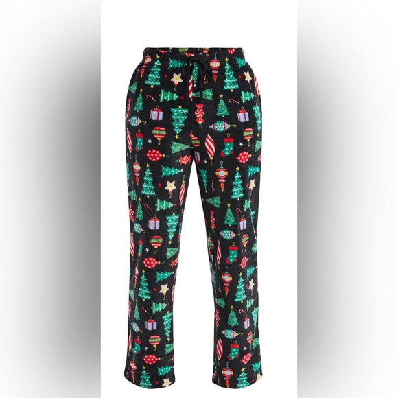 Holiday Time Other - Holiday Time Festive Pajama Pants - Black with Red and Green Accents